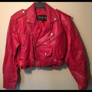 Red leather jacket; vintage; wilson’s leather